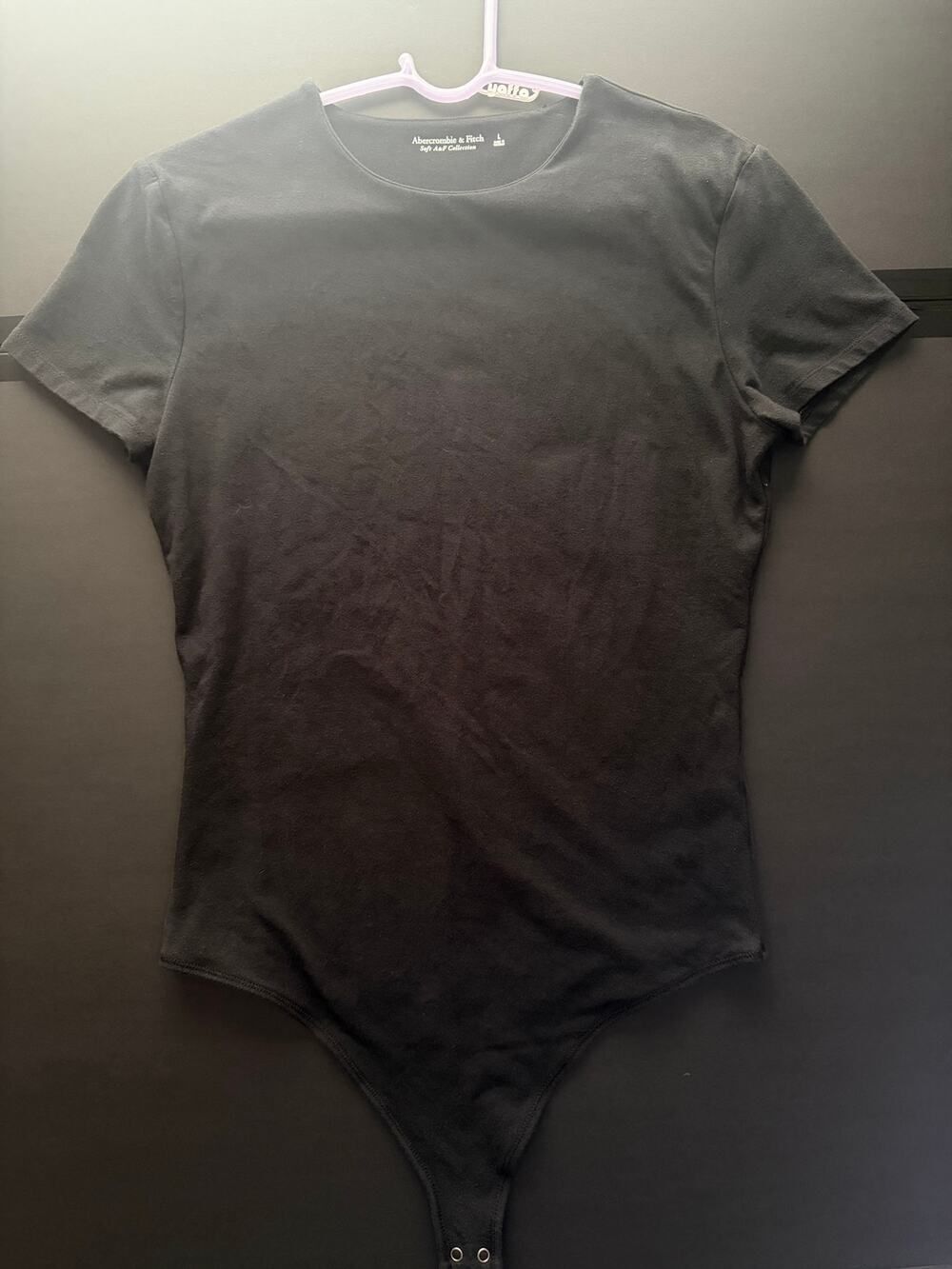 Abercrombie & Fitch Women’s L Black Bodysuit – Soft A&F Short‑Sleeve Top